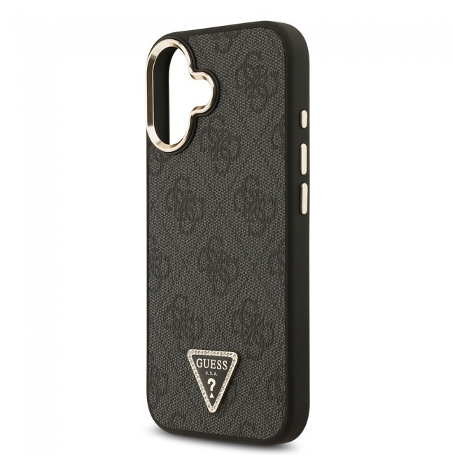 Apple iPhone 17 Kılıf Guess Orjinal Lisanslı M-safe Şarj Özellikli Gold Metal Kamera Çerçeveli Taşlı Üçgen Logo 4G Desenli Kapak Apple iPhone 17 Kılıf Guess Orjinal Lisanslı M-safe Şarj Özellikli Gold Metal Kamera Çerçeveli Taşlı Üçgen Logo 4G Desenli Kapak