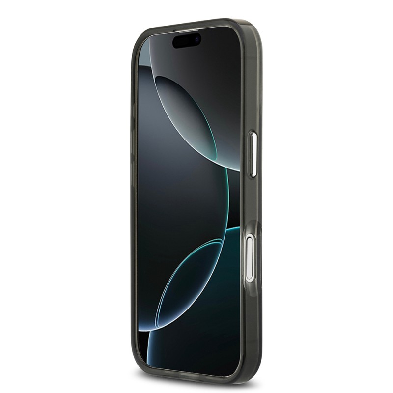 Bal-z Apple iPhone 17 Kılıf Guess Orjinal Lisanslı M-safe Şarj Özellikli IML Baskılı Üçgen Logolu Metal Kamera Çerçeveli Kapak