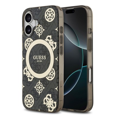 Bal-z Apple iPhone 17 Kılıf Guess Orjinal Lisanslı M-safe Şarj Özellikli IML Peony ve 4G Desenli Klasik Logolu Kapak