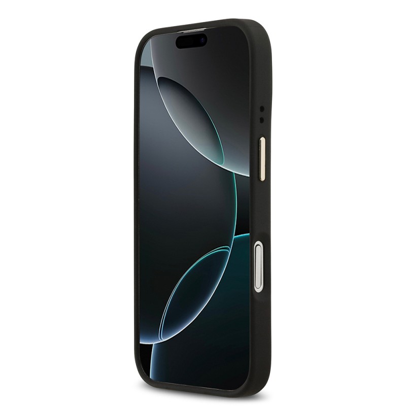 Bal-z Apple iPhone 17 Kılıf Guess Orjinal Lisanslı M-safe Şarj Özellikli Sıcak Baskılı Yazı Logolu PU Deri Peony Kapak