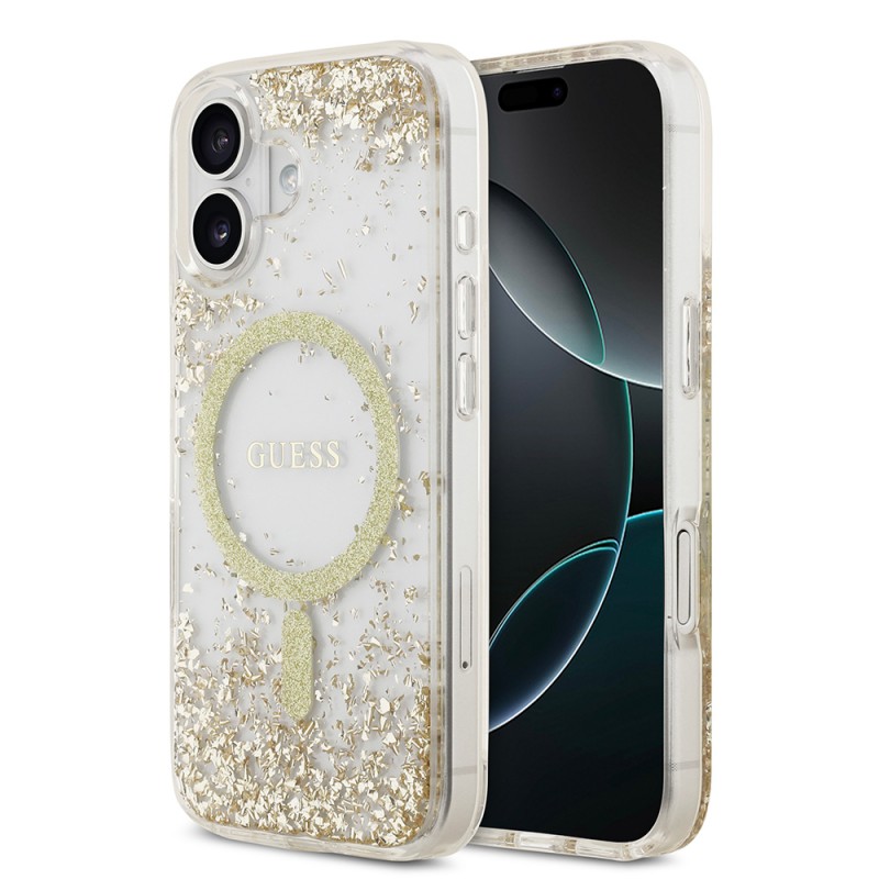 Bal-z Apple iPhone 17 Kılıf Guess Orjinal Lisanslı M-safe Şarj Özellikli Transparan Resin Bottom Kapak