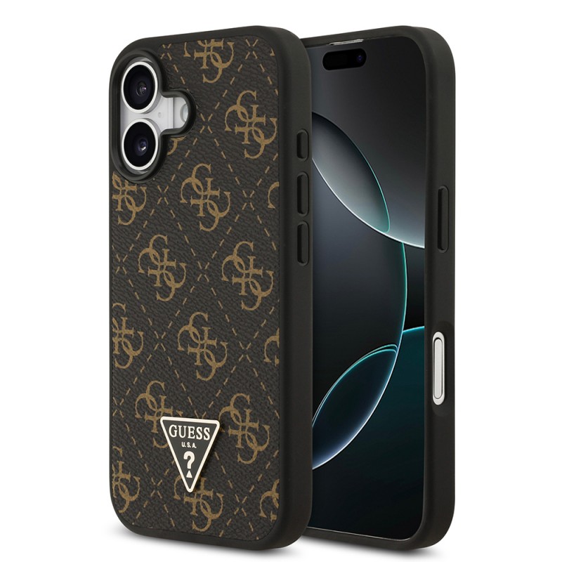 Bal-z Apple iPhone 17 Kılıf Guess Orjinal Lisanslı PU Deri 4G Desenli Üçgen Logolu Kapak