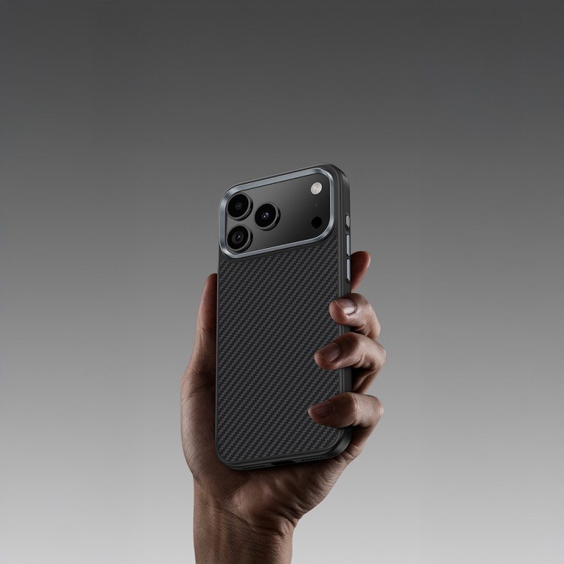 Bal-z Apple iPhone 17 Kılıf Karbon Fiber M-safe Şarj Özellikli Benks Hybrid ArmorPro 600D Kevlar Kapak