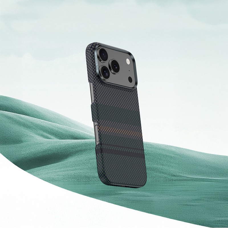 Bal-z Apple iPhone 17 Kılıf M-safe Şarj Özellikli Karbon Fiber Tasarımlı Benks Aurora ArmorAir Kevlar Kapak