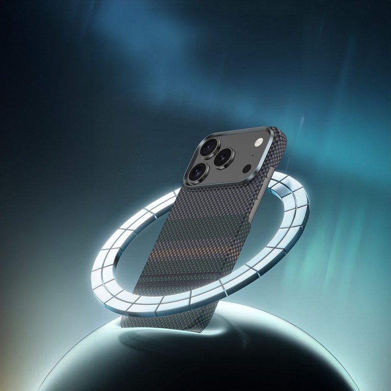 Bal-z Apple iPhone 17 Kılıf M-safe Şarj Özellikli Karbon Fiber Tasarımlı Benks Aurora ArmorAir Kevlar Kapak