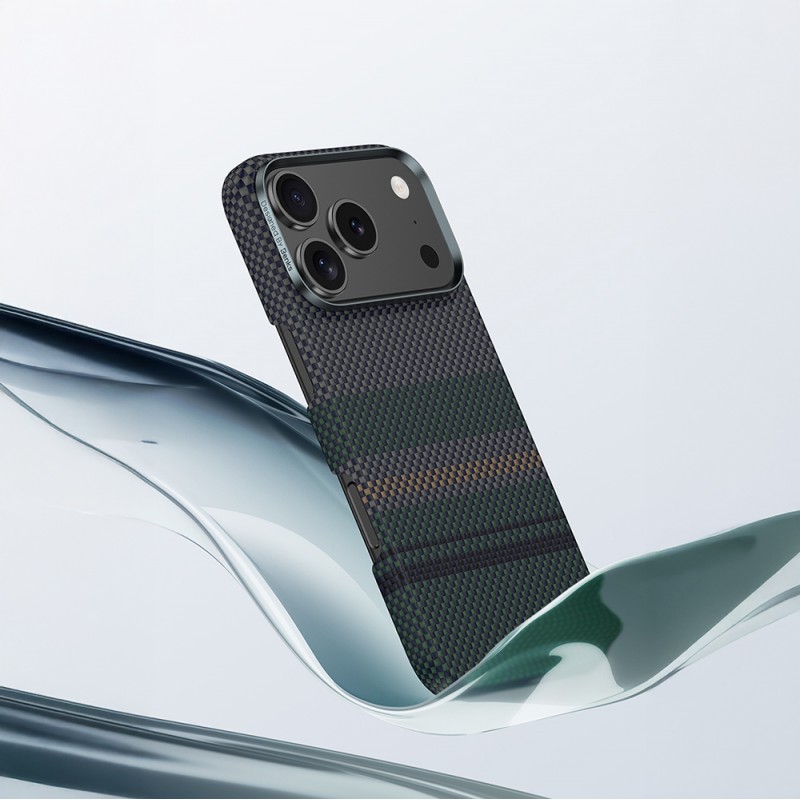 Bal-z Apple iPhone 17 Kılıf M-safe Şarj Özellikli Karbon Fiber Tasarımlı Benks Aurora ArmorAir Kevlar Kapak