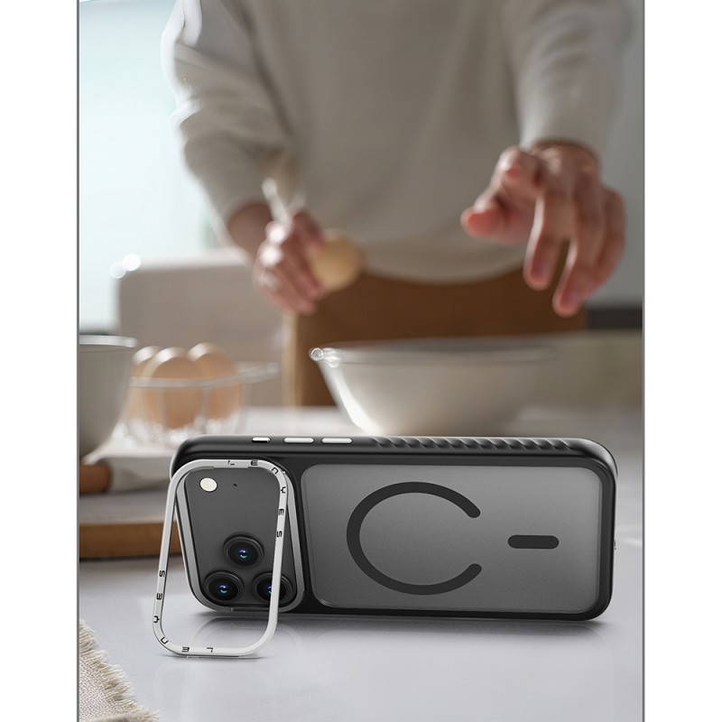 Bal-z Apple iPhone 17 Kılıf M-safe Şarj Özellikli Metal Kamera Standlı Lenyes CK226 PC Kapak