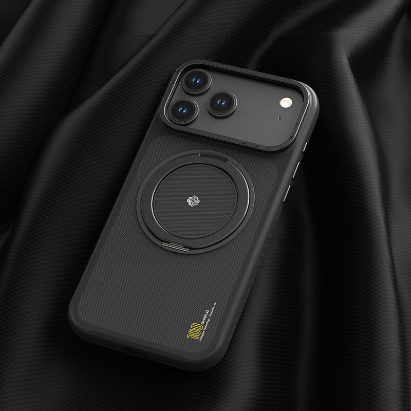 Bal-z Apple iPhone 17 Kılıf M-safe Şarj Özellikli Metal Standlı Lenyes CK225 Kevlar Kapak