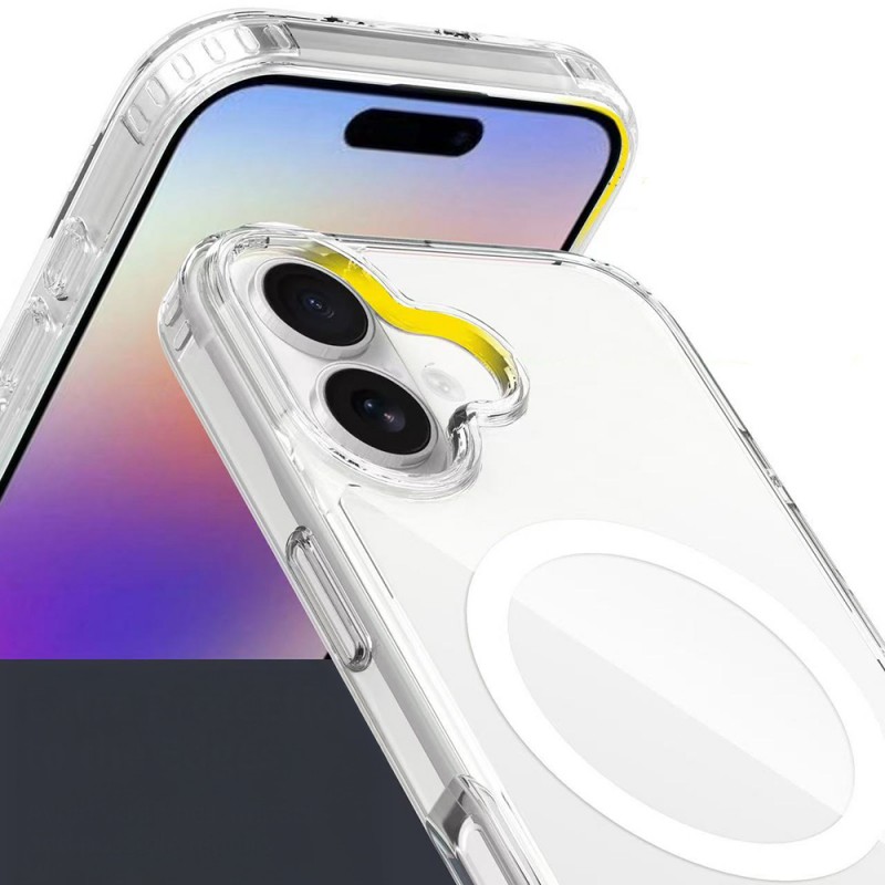 Bal-z Apple iPhone 17 Kılıf M-safe Şarj Özellikli Şeffaf Sert PC  Embos Kapak