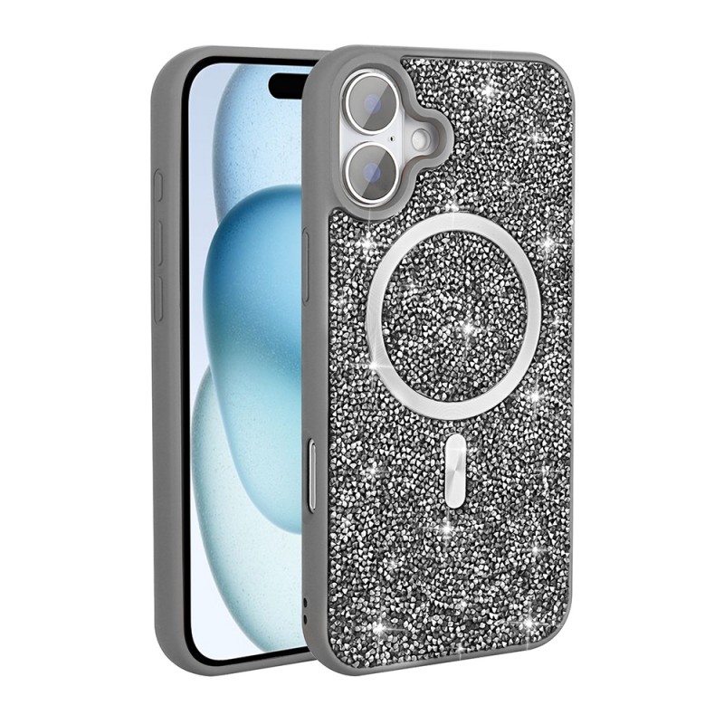Bal-z Apple iPhone 17 Kılıf Pırlanta Tasarımlı M-safe Şarj Özellikli  Mozaik Silikon Kapak