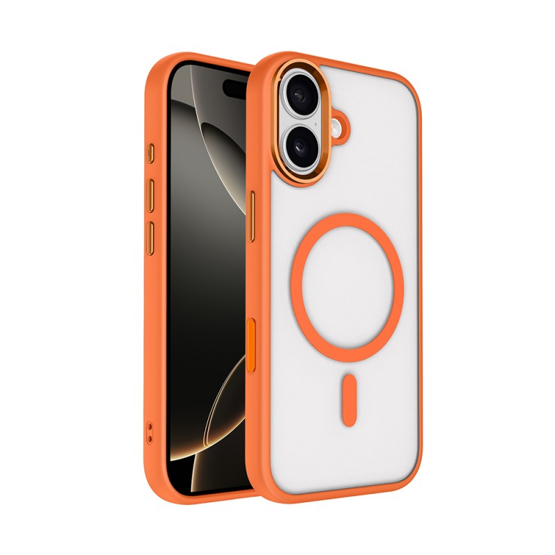 Bal-z Apple iPhone 17 Kılıf Wireless Şarj Özellikli Zore Krom M-safe Silikon Kapak