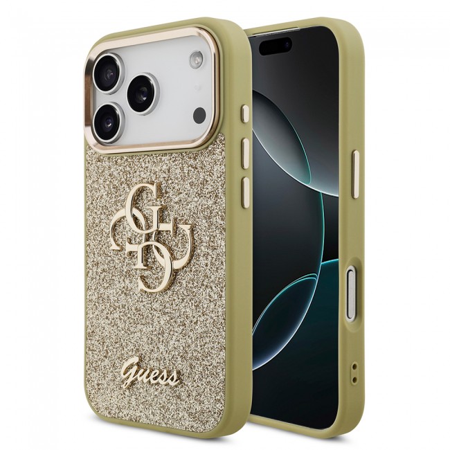 Apple iPhone 17 Pro Kılıf Guess Orjinal Lisanslı 4G Büyük Metal Kamera Çerçeveli ve Logolu Glitter Kapak Apple iPhone 17 Pro Kılıf Guess Orjinal Lisanslı 4G Büyük Metal Kamera Çerçeveli ve Logolu Glitter Kapak