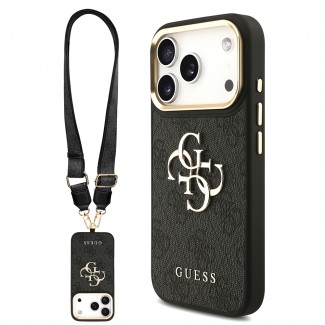 Apple iPhone 17 Pro Kılıf Guess Orjinal Lisanslı 4G Büyük Metal Logolu Kalın Askılı Kapak Apple iPhone 17 Pro Kılıf Guess Orjinal Lisanslı 4G Büyük Metal Logolu Kalın Askılı Kapak