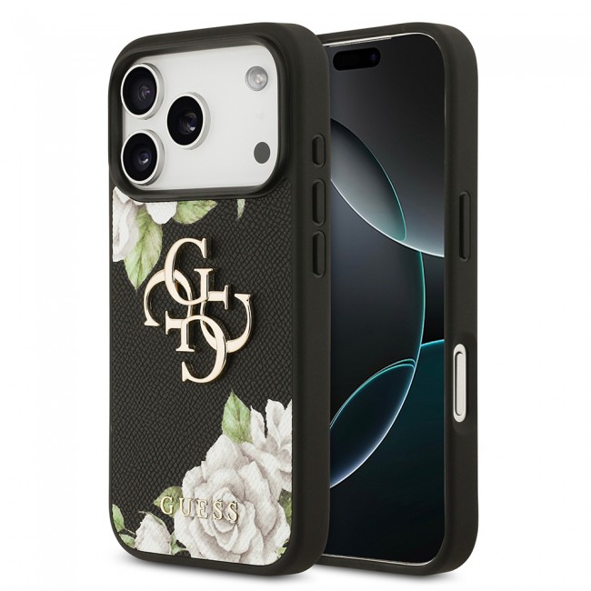 Apple iPhone 17 Pro Kılıf Guess Orjinal Lisanslı Gül Baskılı Büyük Metal Logo Dizaynlı Kapak Apple iPhone 17 Pro Kılıf Guess Orjinal Lisanslı Gül Baskılı Büyük Metal Logo Dizaynlı Kapak