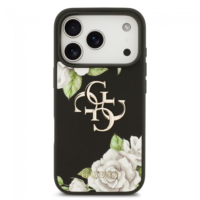 Apple iPhone 17 Pro Kılıf Guess Orjinal Lisanslı Gül Baskılı Büyük Metal Logo Dizaynlı Kapak Apple iPhone 17 Pro Kılıf Guess Orjinal Lisanslı Gül Baskılı Büyük Metal Logo Dizaynlı Kapak