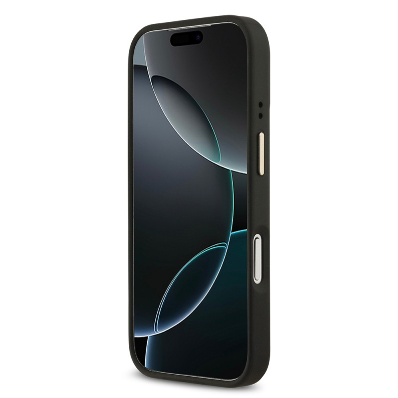 Bal-z Apple iPhone 17 Pro Kılıf Guess Orjinal Lisanslı M-safe Şarj Özellikli 4G Desenli PU Metal Plaka Klasik Logolu Kapak