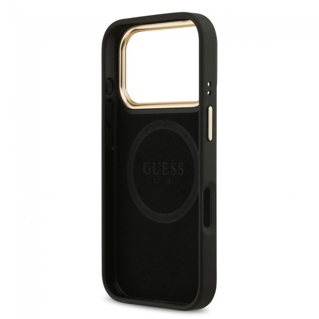 Apple iPhone 17 Pro Kılıf Guess Orjinal Lisanslı M-safe Şarj Özellikli 4G Desenli PU Metal Plaka Klasik Logolu Kapak Apple iPhone 17 Pro Kılıf Guess Orjinal Lisanslı M-safe Şarj Özellikli 4G Desenli PU Metal Plaka Klasik Logolu Kapak