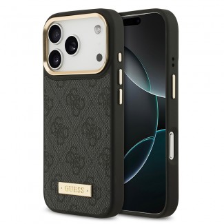 Apple iPhone 17 Pro Kılıf Guess Orjinal Lisanslı M-safe Şarj Özellikli 4G Desenli PU Metal Plaka Klasik Logolu Kapak Apple iPhone 17 Pro Kılıf Guess Orjinal Lisanslı M-safe Şarj Özellikli 4G Desenli PU Metal Plaka Klasik Logolu Kapak