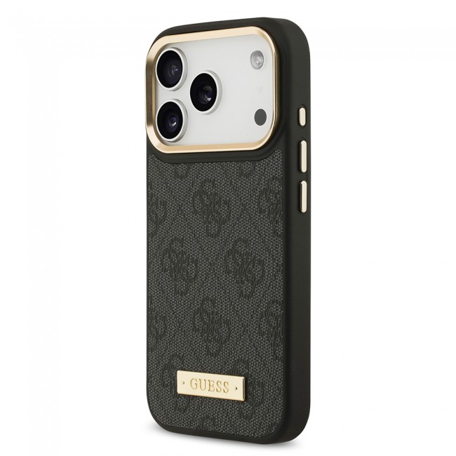 Apple iPhone 17 Pro Kılıf Guess Orjinal Lisanslı M-safe Şarj Özellikli 4G Desenli PU Metal Plaka Klasik Logolu Kapak Apple iPhone 17 Pro Kılıf Guess Orjinal Lisanslı M-safe Şarj Özellikli 4G Desenli PU Metal Plaka Klasik Logolu Kapak