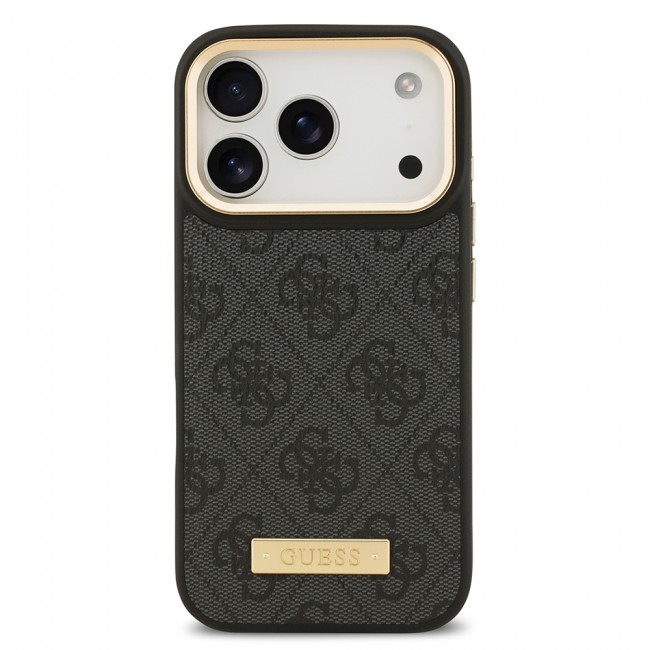 Apple iPhone 17 Pro Kılıf Guess Orjinal Lisanslı M-safe Şarj Özellikli 4G Desenli PU Metal Plaka Klasik Logolu Kapak Apple iPhone 17 Pro Kılıf Guess Orjinal Lisanslı M-safe Şarj Özellikli 4G Desenli PU Metal Plaka Klasik Logolu Kapak