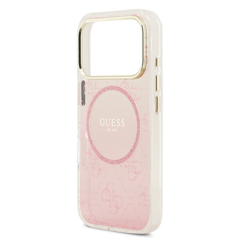 Bal-z Apple iPhone 17 Pro Kılıf Guess Orjinal Lisanslı M-safe Şarj Özellikli 4G Desenli Simli Silikon Kapak