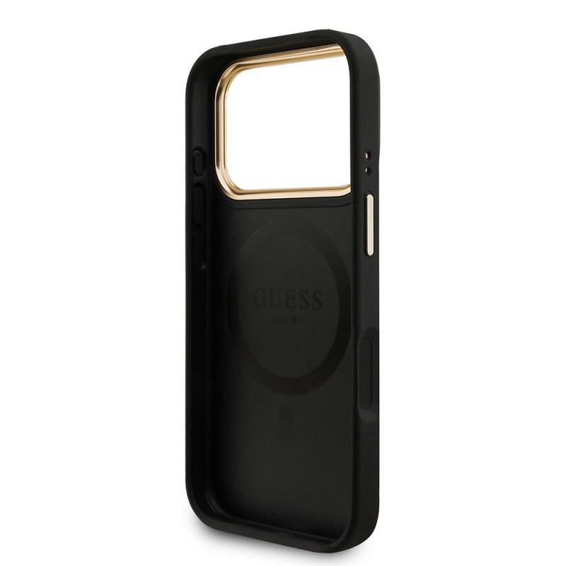 Bal-z Apple iPhone 17 Pro Kılıf Guess Orjinal Lisanslı M-safe Şarj Özellikli Askılı ve 4G Logo Kartlıklı Kapak