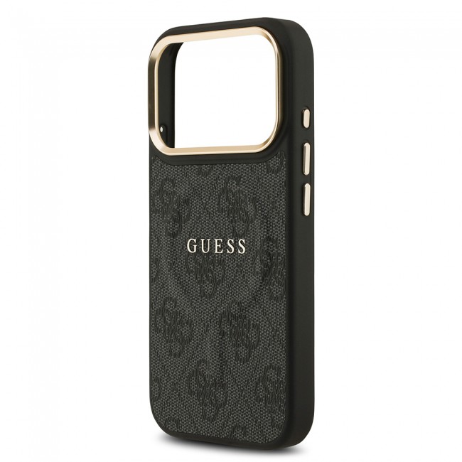 Apple iPhone 17 Pro Kılıf Guess Orjinal Lisanslı M-safe Şarj Özellikli Gold Metal Kamera Çerçeveli PU Deri 4G Desenli Yazı Logolu Kapak Apple iPhone 17 Pro Kılıf Guess Orjinal Lisanslı M-safe Şarj Özellikli Gold Metal Kamera Çerçeveli PU Deri 4G Desenli Yazı Logolu Kapak