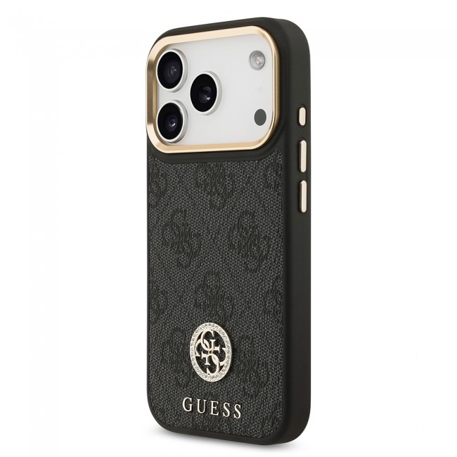 Apple iPhone 17 Pro Kılıf Guess Orjinal Lisanslı M-safe Şarj Özellikli Gold Metal Kamera Çerçeveli Taşlı 4G Logolu Kapak Apple iPhone 17 Pro Kılıf Guess Orjinal Lisanslı M-safe Şarj Özellikli Gold Metal Kamera Çerçeveli Taşlı 4G Logolu Kapak