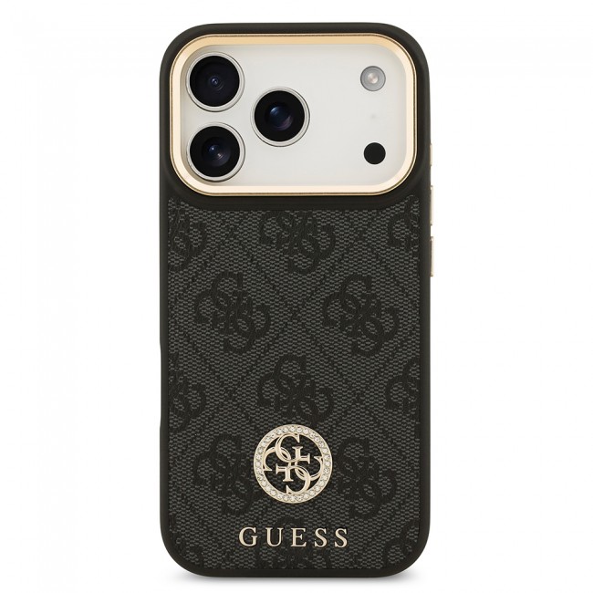 Apple iPhone 17 Pro Kılıf Guess Orjinal Lisanslı M-safe Şarj Özellikli Gold Metal Kamera Çerçeveli Taşlı 4G Logolu Kapak Apple iPhone 17 Pro Kılıf Guess Orjinal Lisanslı M-safe Şarj Özellikli Gold Metal Kamera Çerçeveli Taşlı 4G Logolu Kapak