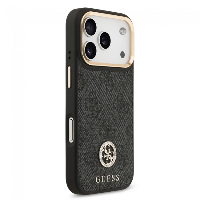 Apple iPhone 17 Pro Kılıf Guess Orjinal Lisanslı M-safe Şarj Özellikli Gold Metal Kamera Çerçeveli Taşlı 4G Logolu Kapak Apple iPhone 17 Pro Kılıf Guess Orjinal Lisanslı M-safe Şarj Özellikli Gold Metal Kamera Çerçeveli Taşlı 4G Logolu Kapak