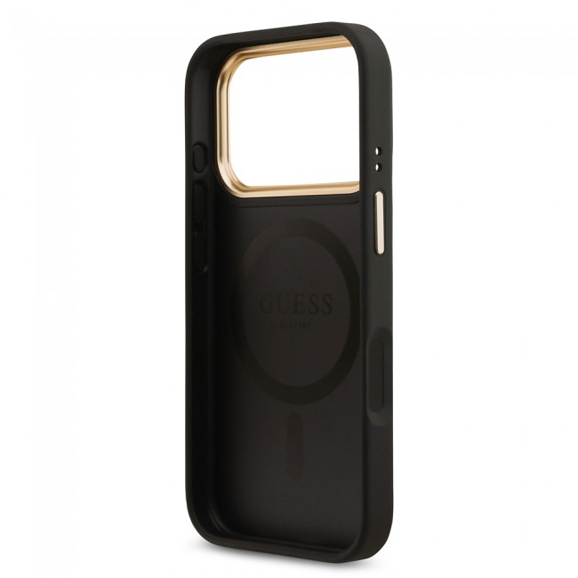Apple iPhone 17 Pro Kılıf Guess Orjinal Lisanslı M-safe Şarj Özellikli Gold Metal Kamera Çerçeveli Taşlı 4G Logolu Kapak Apple iPhone 17 Pro Kılıf Guess Orjinal Lisanslı M-safe Şarj Özellikli Gold Metal Kamera Çerçeveli Taşlı 4G Logolu Kapak