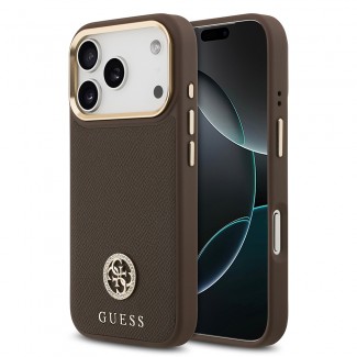 Apple iPhone 17 Pro Kılıf Guess Orjinal Lisanslı M-safe Şarj Özellikli Grained Yazı ve Taşlı 4G Logolu Kapak Apple iPhone 17 Pro Kılıf Guess Orjinal Lisanslı M-safe Şarj Özellikli Grained Yazı ve Taşlı 4G Logolu Kapak