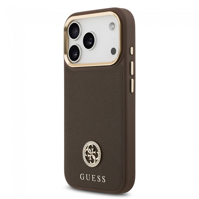 Apple iPhone 17 Pro Kılıf Guess Orjinal Lisanslı M-safe Şarj Özellikli Grained Yazı ve Taşlı 4G Logolu Kapak Apple iPhone 17 Pro Kılıf Guess Orjinal Lisanslı M-safe Şarj Özellikli Grained Yazı ve Taşlı 4G Logolu Kapak