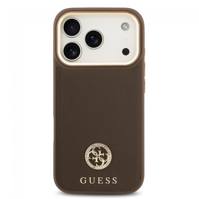 Apple iPhone 17 Pro Kılıf Guess Orjinal Lisanslı M-safe Şarj Özellikli Grained Yazı ve Taşlı 4G Logolu Kapak Apple iPhone 17 Pro Kılıf Guess Orjinal Lisanslı M-safe Şarj Özellikli Grained Yazı ve Taşlı 4G Logolu Kapak