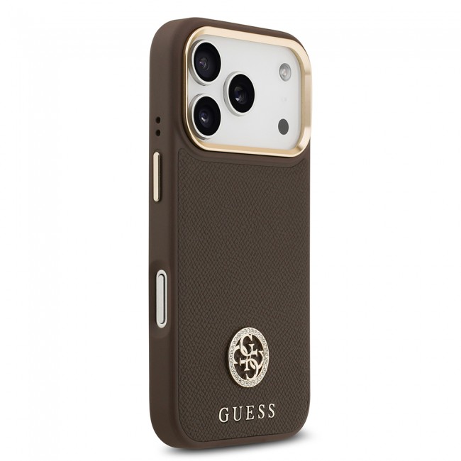 Apple iPhone 17 Pro Kılıf Guess Orjinal Lisanslı M-safe Şarj Özellikli Grained Yazı ve Taşlı 4G Logolu Kapak Apple iPhone 17 Pro Kılıf Guess Orjinal Lisanslı M-safe Şarj Özellikli Grained Yazı ve Taşlı 4G Logolu Kapak