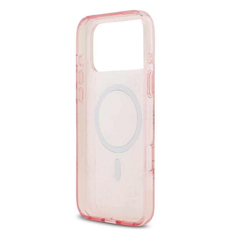 Bal-z Apple iPhone 17 Pro Kılıf Guess Orjinal Lisanslı M-safe Şarj Özellikli IML Baskılı Klasik Logolu 4G Desenli Kapak