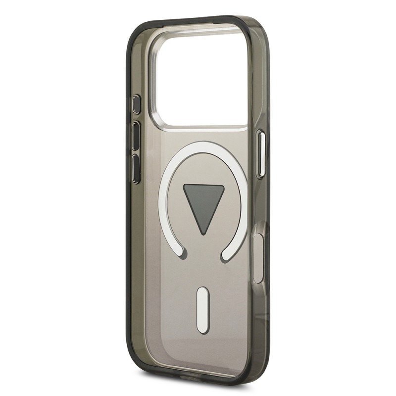 Bal-z Apple iPhone 17 Pro Kılıf Guess Orjinal Lisanslı M-safe Şarj Özellikli IML Baskılı Üçgen Logolu Metal Kamera Çerçeveli Kapak