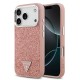 Bal-z Apple iPhone 17 Pro Kılıf Guess Orjinal Lisanslı M-safe Şarj Özellikli Metal Kamera Çerçeveli Üçgen Logolu Glitter Kapak