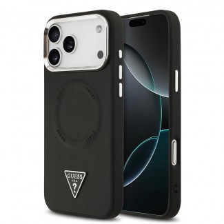 Apple iPhone 17 Pro Kılıf Guess Orjinal Lisanslı M-safe Şarj Özellikli PU Deri Metal Kamera Çerçeveli Üçgen Logolu Kapak Apple iPhone 17 Pro Kılıf Guess Orjinal Lisanslı M-safe Şarj Özellikli PU Deri Metal Kamera Çerçeveli Üçgen Logolu Kapak