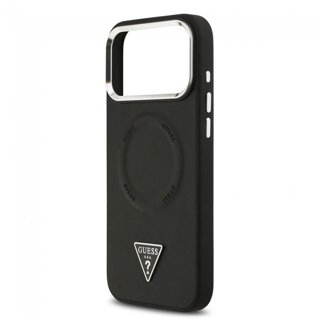 Apple iPhone 17 Pro Kılıf Guess Orjinal Lisanslı M-safe Şarj Özellikli PU Deri Metal Kamera Çerçeveli Üçgen Logolu Kapak Apple iPhone 17 Pro Kılıf Guess Orjinal Lisanslı M-safe Şarj Özellikli PU Deri Metal Kamera Çerçeveli Üçgen Logolu Kapak