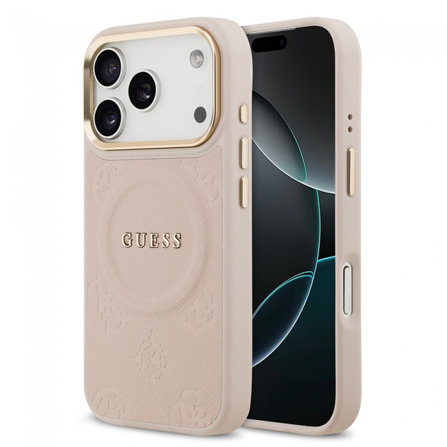 Apple iPhone 17 Pro Kılıf Guess Orjinal Lisanslı M-safe Şarj Özellikli Sıcak Baskılı Yazı Logolu PU Deri Peony Kapak Apple iPhone 17 Pro Kılıf Guess Orjinal Lisanslı M-safe Şarj Özellikli Sıcak Baskılı Yazı Logolu PU Deri Peony Kapak