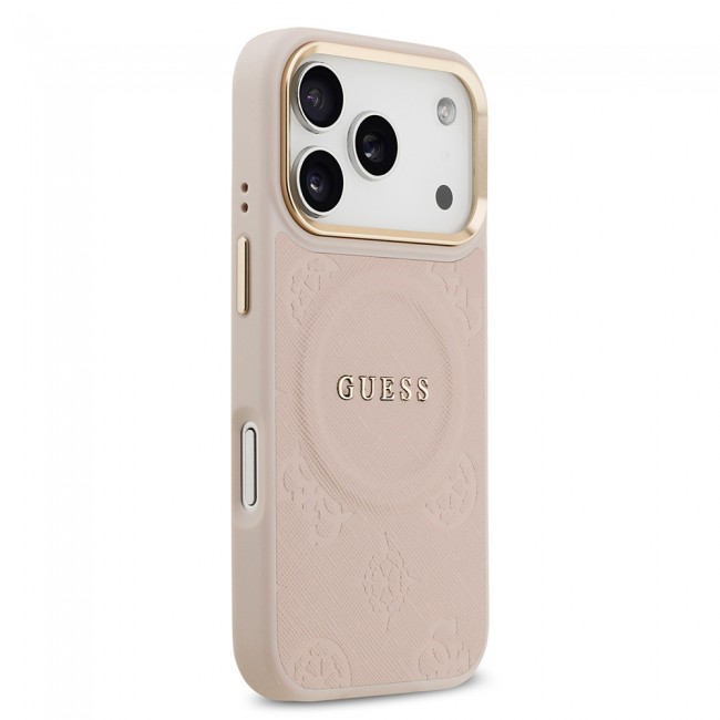 Apple iPhone 17 Pro Kılıf Guess Orjinal Lisanslı M-safe Şarj Özellikli Sıcak Baskılı Yazı Logolu PU Deri Peony Kapak Apple iPhone 17 Pro Kılıf Guess Orjinal Lisanslı M-safe Şarj Özellikli Sıcak Baskılı Yazı Logolu PU Deri Peony Kapak