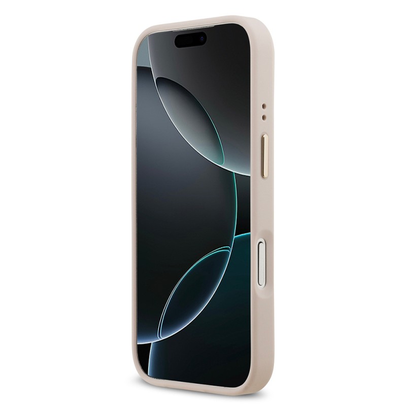 Bal-z Apple iPhone 17 Pro Kılıf Guess Orjinal Lisanslı M-safe Şarj Özellikli Sıcak Baskılı Yazı Logolu PU Deri Peony Kapak
