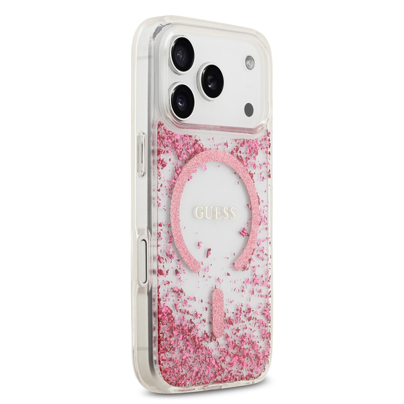 Bal-z Apple iPhone 17 Pro Kılıf Guess Orjinal Lisanslı M-safe Şarj Özellikli Transparan Resin Bottom Kapak