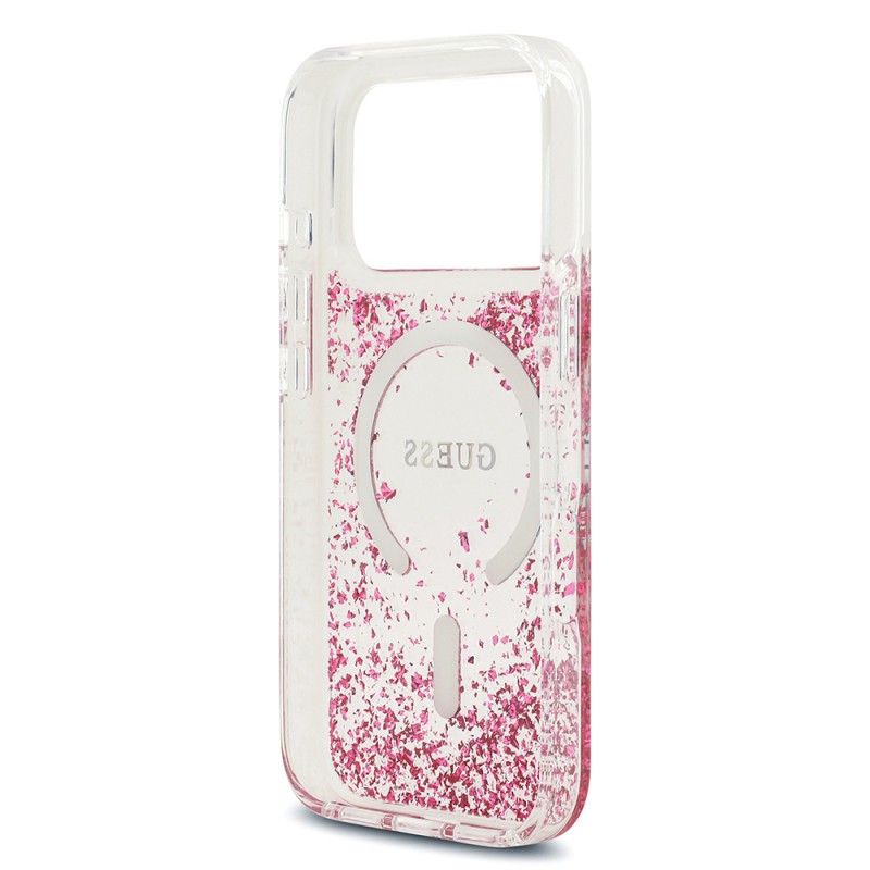 Bal-z Apple iPhone 17 Pro Kılıf Guess Orjinal Lisanslı M-safe Şarj Özellikli Transparan Resin Bottom Kapak