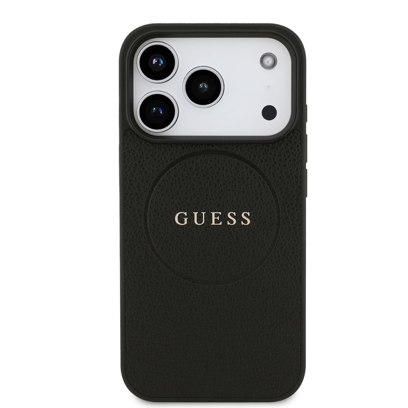 Bal-z Apple iPhone 17 Pro Kılıf Guess Orjinal Lisanslı M-safe Şarj Özellikli Yazı Logolu PU Deri Kapak