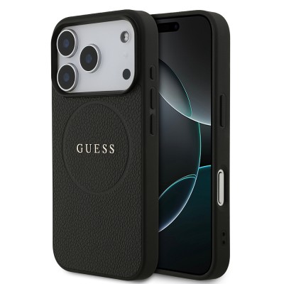Bal-z Apple iPhone 17 Pro Kılıf Guess Orjinal Lisanslı M-safe Şarj Özellikli Yazı Logolu PU Deri Kapak