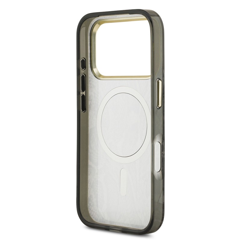 Bal-z Apple iPhone 17 Pro Kılıf Guess Orjinal Lisanslı M-safe Şarj Özellikli Yazı Logolu Python Desenli Kapak