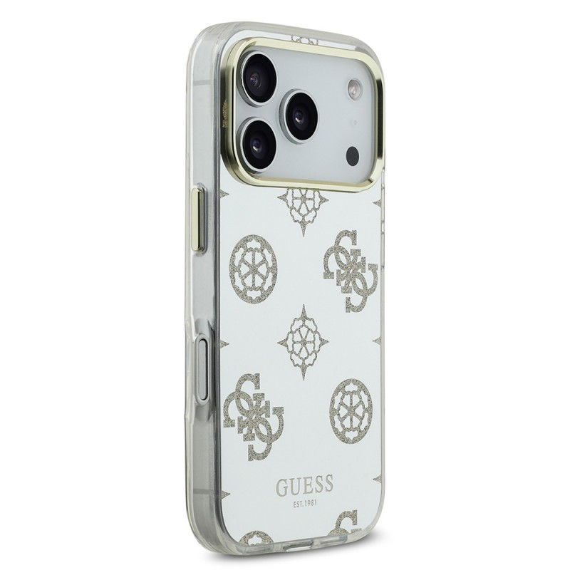 Bal-z Apple iPhone 17 Pro Kılıf Guess Orjinal Lisanslı Metal Kamera Çerçeveli Simli Aynalı Kapak