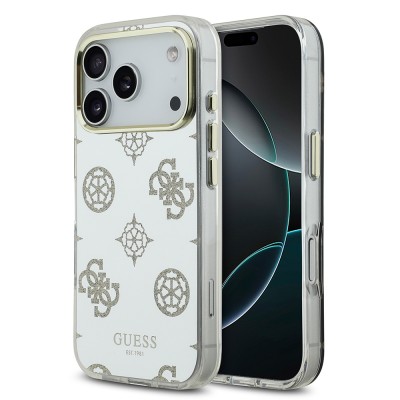 Bal-z Apple iPhone 17 Pro Kılıf Guess Orjinal Lisanslı Metal Kamera Çerçeveli Simli Aynalı Kapak